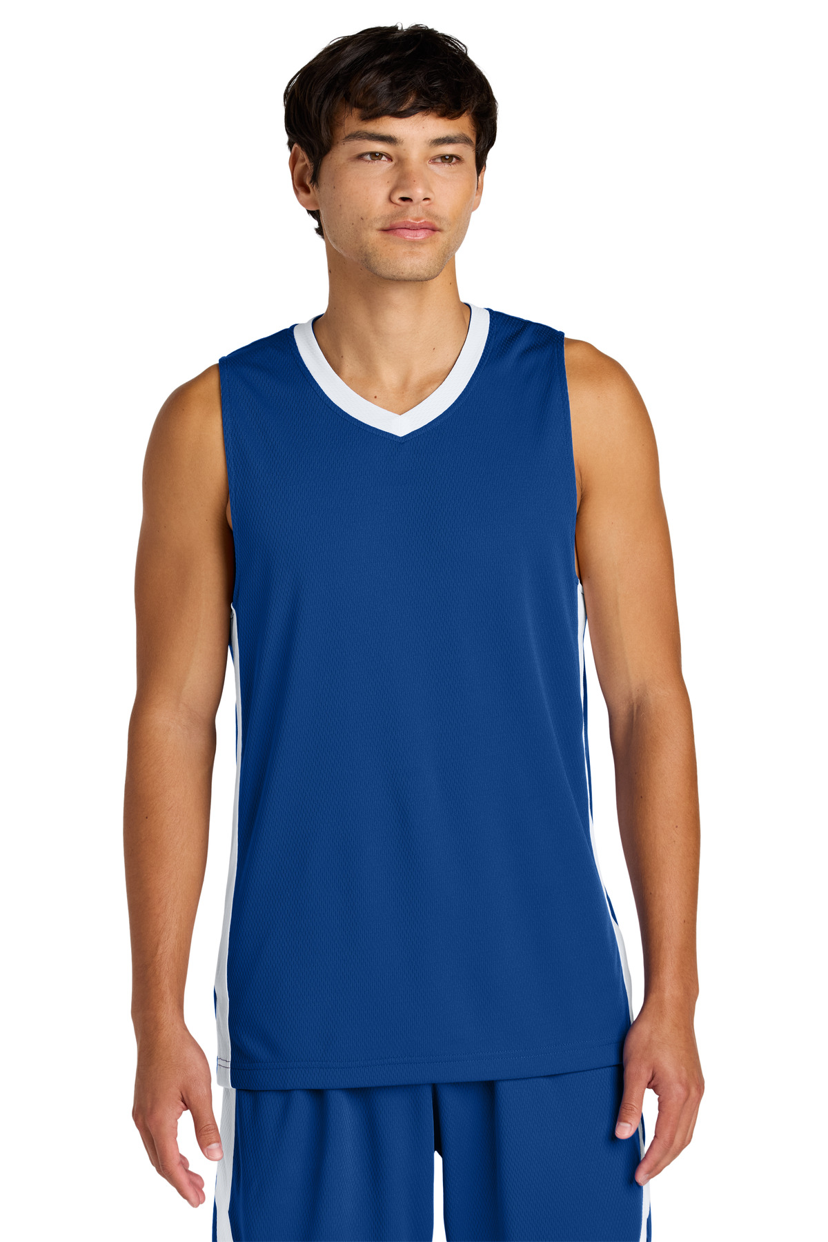 Sport-Tek ST900 Athletic Rival Basketball Rev Jersey T-Shirt in True Royal/White size 4XL | Polyester