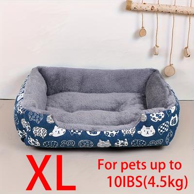 TEMU 1pc Soft Plush Rectangular Pet Bed Mat For Cats & Small Dogs - Plush Polyester Fill, Indoor Sofa Cushion, Durable & Easy-clean Image