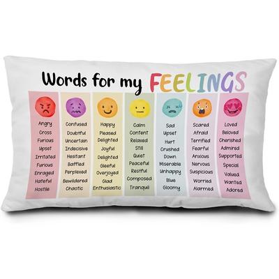 TEMU 1pc Emotional Wheel Calming Corner Pillow Cover, 12x20 Inch, Polyester, Zippered - Feelings Decorative Cushion Case For Classroom & Home, Machine Washable, No Insert Included Image