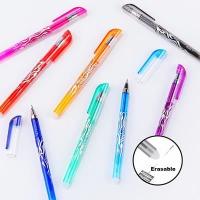 TEMU 8pcs Assorted Colors Erasable Gel Pen Set, 0.5mm Fine Point, With Built-in Eraser, Ideal For Office And School Supplies, Eliminate Errors With Grip As A Painting Writing Plan Image