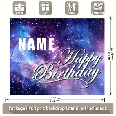 TEMU Customizable Birthday Poster - Personalized Vinyl Wall Decor With Design, Indoor Party Decoration & Photo Booth Prop, Multiple Sizes , Space Party Decorations Image