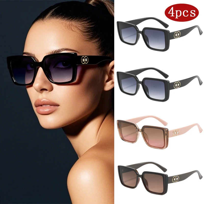 1/4 stücke Retro Gradienten Rechteck Sonnenbrille Mode Frauen Großen Rahmen UV Beständig Gläser Rund Dekoration Bein Brillen Image