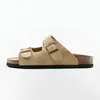 Größe 44, neue Damen-Sandalen aus Korkholz, Sommer, täglich, Outdoor, Kuh-Wildleder, Freizeitschuhe,