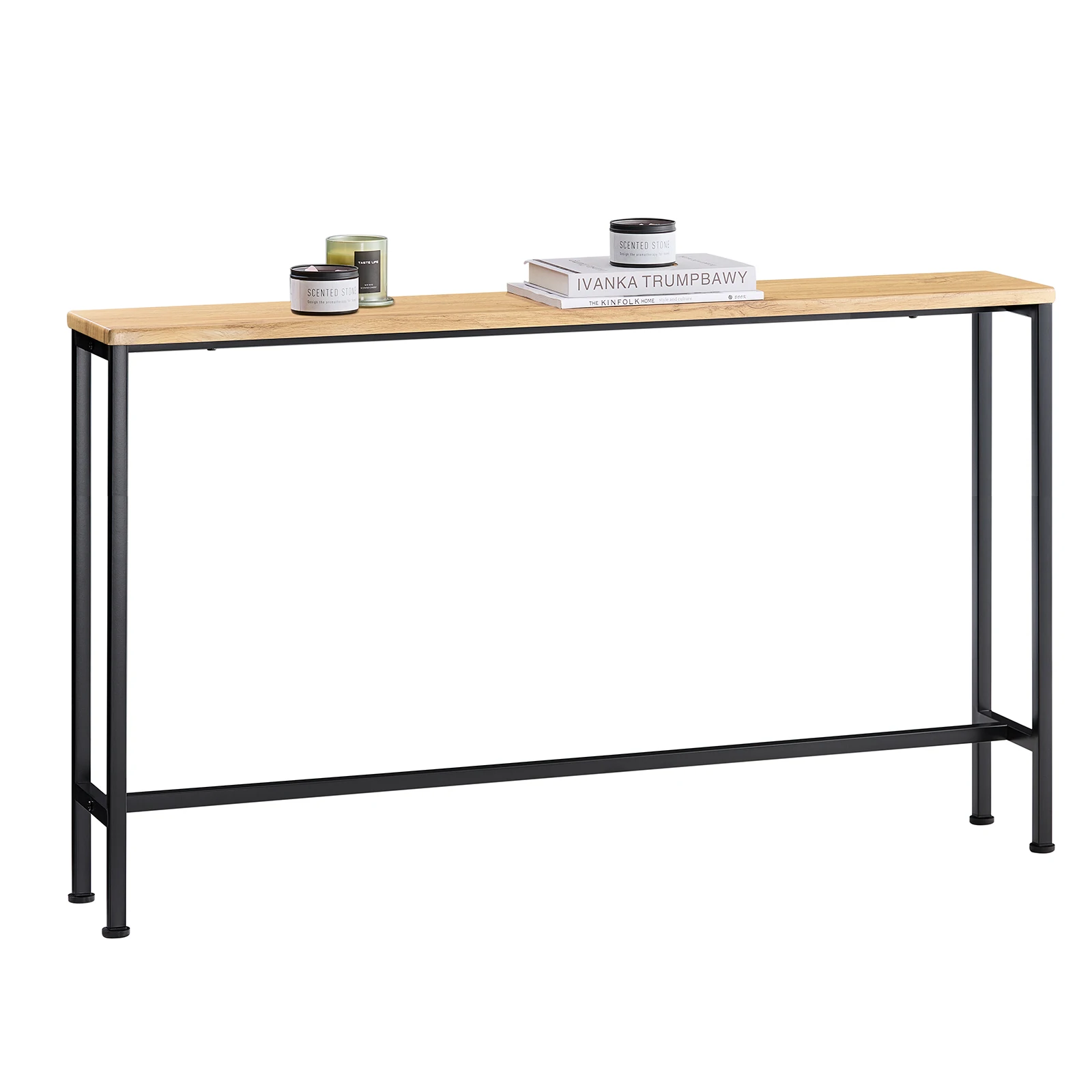 SoBuy FSB19-L-E Vintage Konsolentisch Metall Flurtisch Dekotisch Sideboard Beistelltisch BHT ca. 120x81x20cm Natur & Schwarz