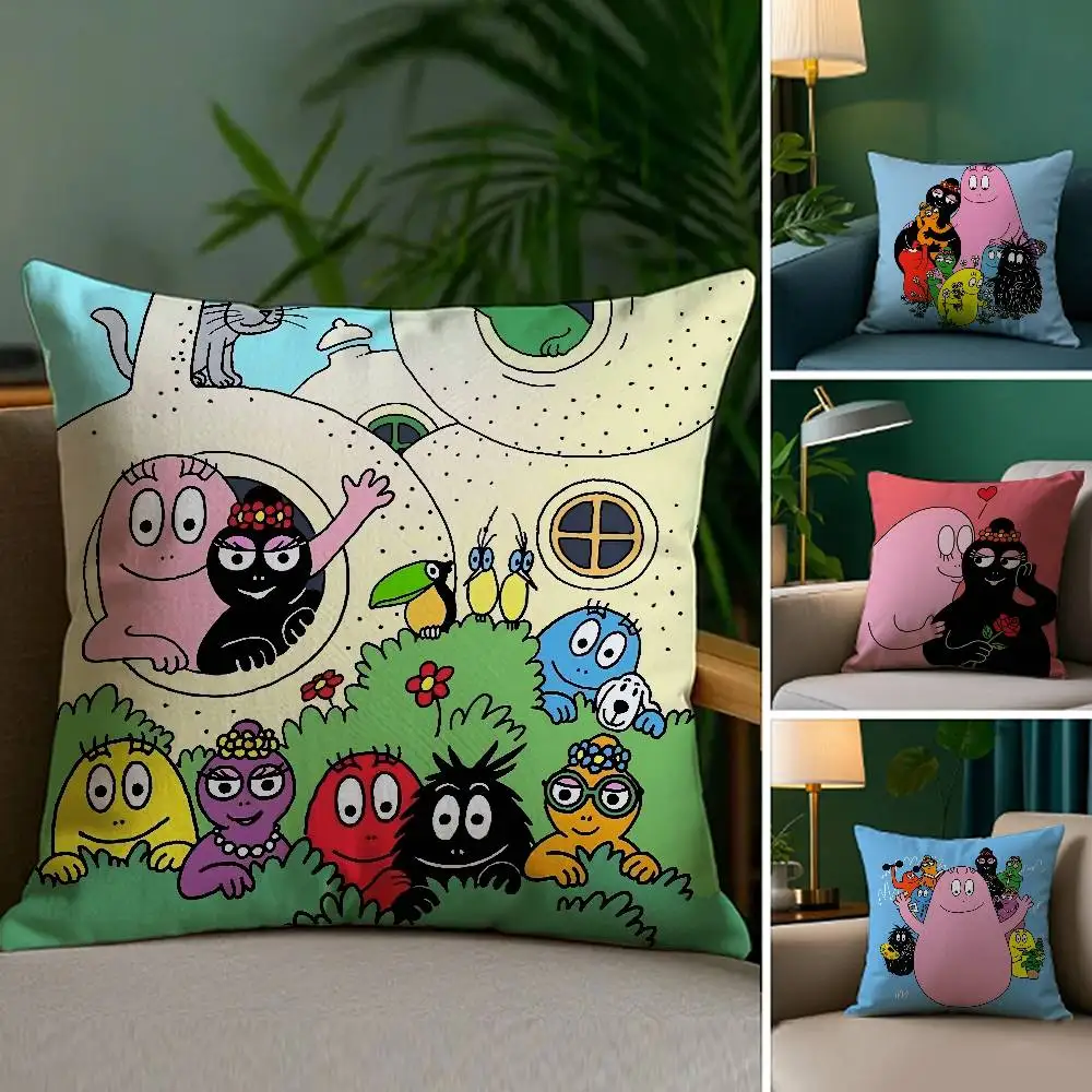 Cartoon Niedlicher B-Barbapapas Kissenbezug Plüschstoff Weicher doppelseitiger Druck Sofakissenbezug Dekokissenbezüge Image