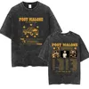 Rapper P-Posts M-Malones Vintage gewaschenes T-Shirt Herren Hip Hop Mode übergroße T-Shirts y2k Unisex Gothic Kleidung T-Shirt