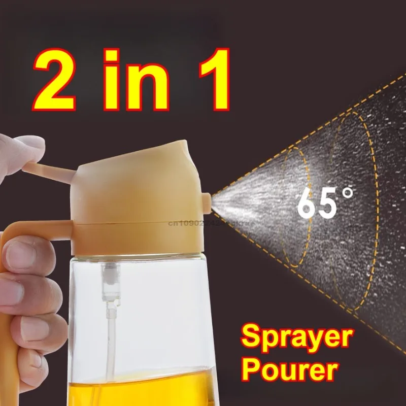 2-in-1-Sprühflasche aus Kunststoff für Küche, Grill, Speiseöl, Olivenöl-Spender, Ölglas, Backessig, Sojasauce, Sprühbehälter Image
