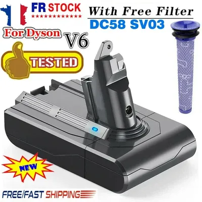 für Dyson V6 Akku, 21,6 V 12800 mAh für Dyson V6 Staubsauger DC58, DC59, DC62,650,770,880,SV03,SV04,SV05,SV06,SV07,SV09 Image