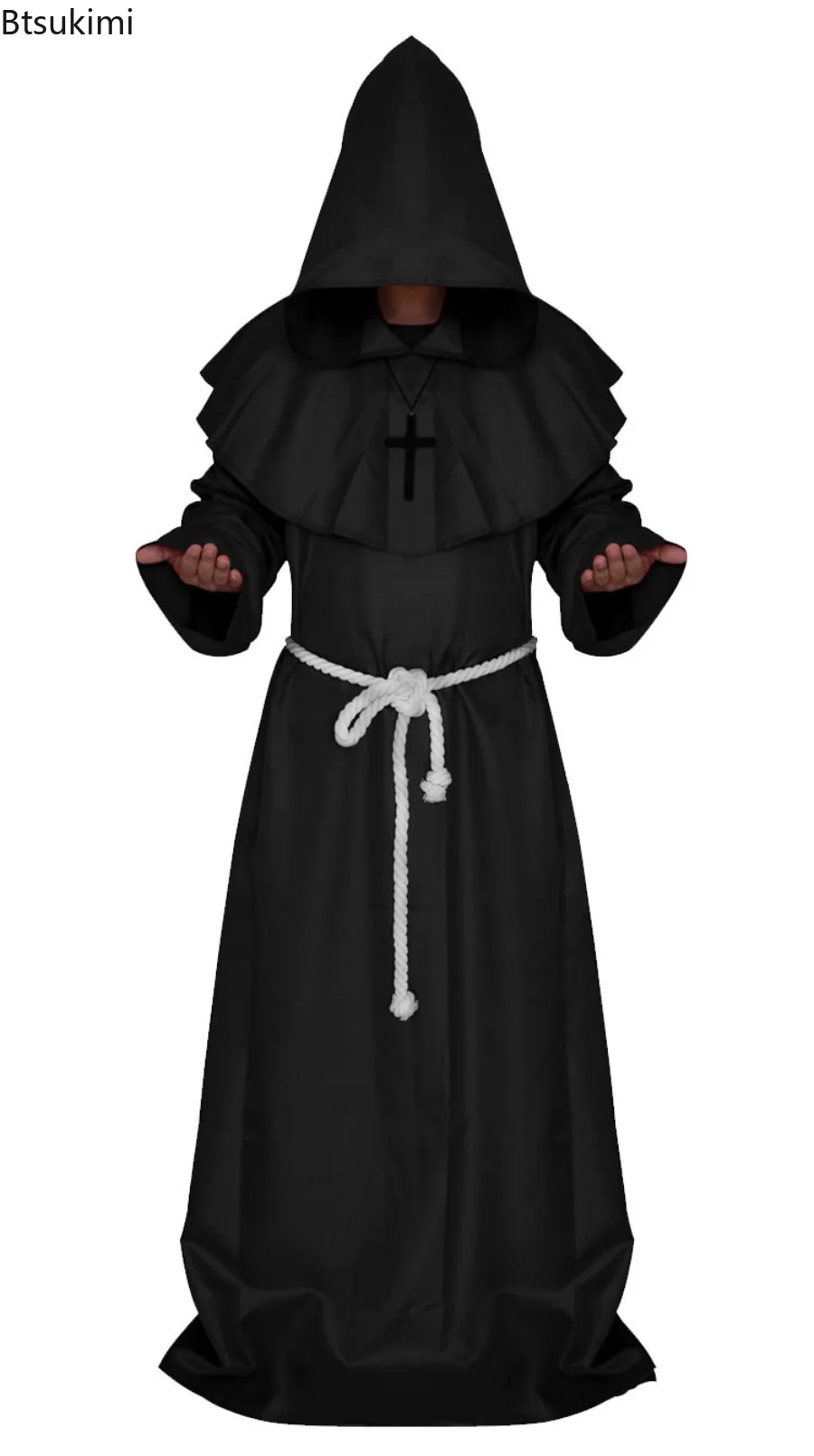 Mittelalterliche Mönchskleidung Zauberer und Priester Erwachsene Cosplay Kleidung Neue Halloween Reaper Robe Cosplay Kostüm Comic Con für Männer Frauen Image