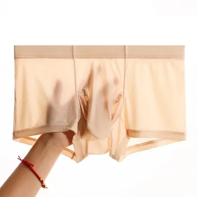 Atmungsaktive Herren-Höschen aus Eisseide, nahtlos, Elefanten-Nasen-Boxershorts, Unterwäsche, Trennung, Hodensack-Beutel, Boxershorts, dünne Unterhose Image