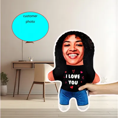 Maßgeschneiderte Kissen, individuelle Fotokissen für das Gesicht, kreative personalisierte „I Love You“-Kissen, Fotoanpassung Image