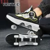 Verformung Rollschuhe Schuhe Zweireihige 4-Rad-Skates Rollschuhe mit Rädern Dual-Purpose Rollschuhe Skateboard-Schuhe