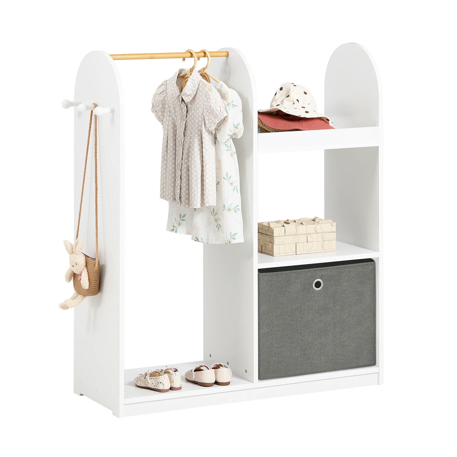 SoBuy KMB40 Kindergarderobe mit 3 Haken Kleiderschrank mit Boxen Garderobe Kinderzimmer möbel Kleiderständer Regal für Kinder