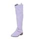 ARtray Knee High Boots Women's Low Heel Riding Boots Retro Buckle Belt Western Boots Women Casual Smart Party Shoes Boots Round Toe Elegant Platform Boots Ankle Boots Women Sexy, purple, 10 UK