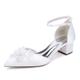 Hanfike Women Guest Dress Shoes for Wedding Ankle Strap Evening Pumps J335 Lace Flower White UK 7.5