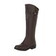 Leather Knight Boots Women's Warm Non-Slip Winter Boots in Black/White Round Toe Low Heel Casual Boots Durable High Elasticity Biker Boots Ultra Comfortable Platform Boots, coffee, 8 UK