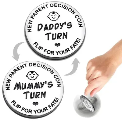 1pcs Funny Baby Gift New Parents Decision Coin Double Sided Pregnancy Gifts New Dad Mom Gifts for First Time to be Daddy Mummy