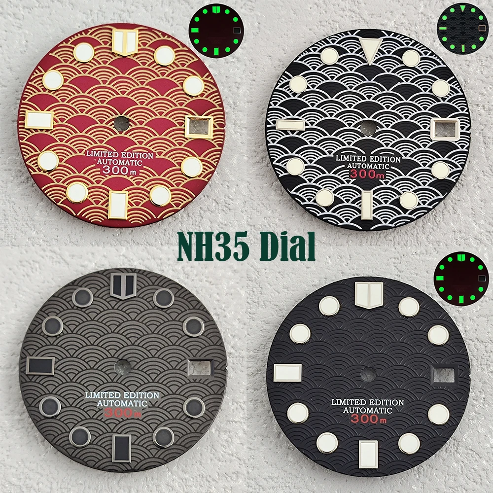 Quadrante NH35 Quadrante NH36 Quadrante dell'orologio da 28,5 mm Quadrante luminoso verde Adatto per accessori per orologi con movimento NH35/NH36 Strumento di riparazione dell'orologio