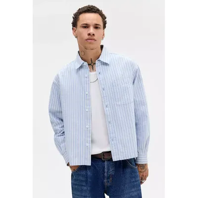 BDG Arlo Blue Stripe Shirt - Blue S at Urban Outfitters