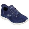 Slip-On Sneaker SKECHERS "SUMMITS-CLASSY NIGHT", Damen, Gr. 38, silber (navy, silberfarben), Textil, sportlich, Schuhe, Slipper, Freizeitschuh mit komfortabler Heel Pillow Funktion
