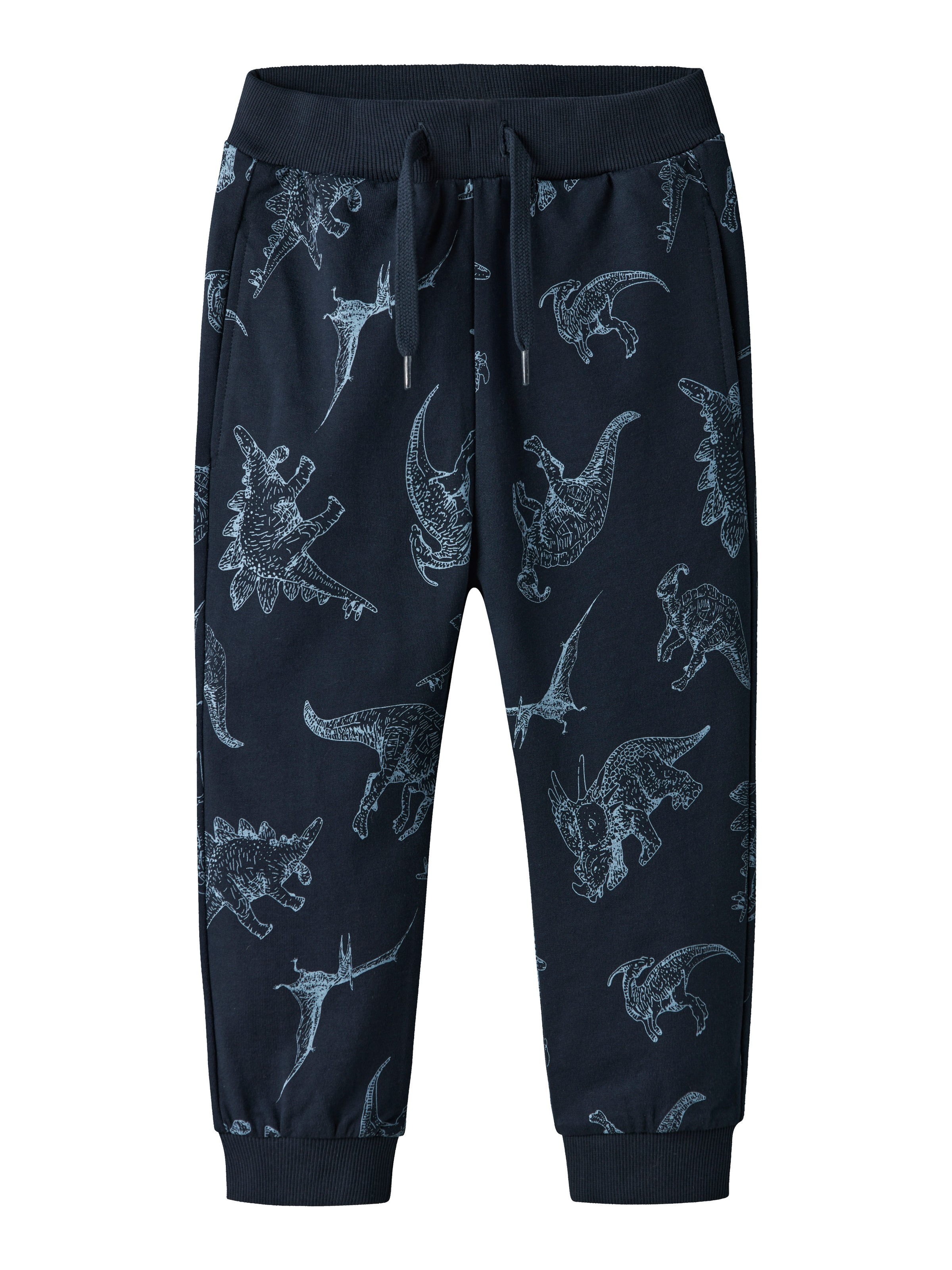 Sweatpants NAME IT "NMMVARON für Jungen mit Tunnelzug und Markenlabel", Jungen, Gr. 98, N-Gr, blau (schwarz sapphire), Web, Obermaterial: 100% Baumwolle, bedruckt, Casual, normal knöchellang, Hosen, bedruckt, casual, normal, Baumwolle, ohne Kragen Image