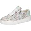Plateausneaker WALDLÄUFER "H-TAMIRA", Damen, Gr. 8 (42), sanftes weiß, mint multi, Nubukleder, Nappaleder, geblümt, metallic, casual, Schuhe, Schnürschuh, Halbschuh, Komfortschuh, bequeme H-Weite