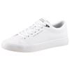 Sneaker TOMMY HILFIGER "TH HI VULC CORE LOW LTH II ESS", Herren, Gr. 45, weiß, Lederimitat, unifarben, sportlich, Schuhe, Freizeitschuh, Halbschuh, Schnürer in schmaler Form