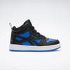 Basketballschuh REEBOK "REEBOK ROYAL PRIME MID 2.0", Gr. 30, schwarz, optimumblau, weiß, Synthetik, sportlich, Schuhe