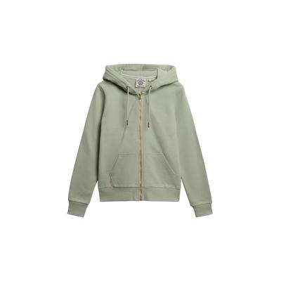 Kapuzensweatjacke SUPERDRY "ESSENTIAL LOGO ZIPHOOD HB", Damen, Gr. XS, grün (dusty sage), Sweatware, Obermaterial: 100% Seide, unifarben, casual, relaxed fit, Langarm Rippbündchen, Sweatjacken Image
