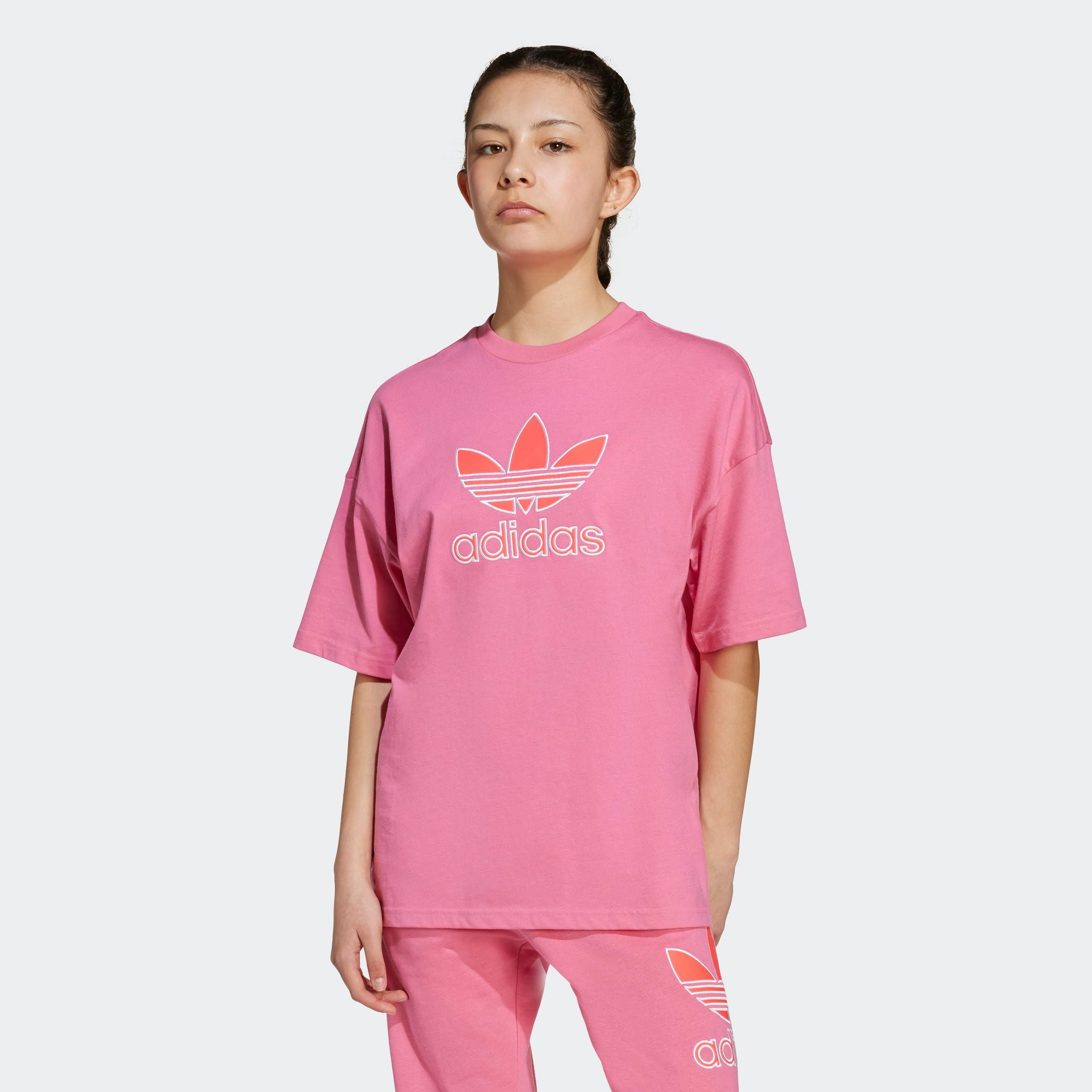 T-Shirt ADIDAS ORIGINALS "TEE", Kinder, Gr. 170, pink (pink fusion), Obermaterial: 100% Baumwolle, sportlich, Shirts Image