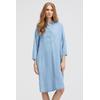Sommerkleid SMITH & SOUL, Damen, Gr. M, US-Größen, blau (denim), Material: 100% Lyocell, bestickt, casual, regular fit Midi, hoch geschlossener Ausschnitt, 3/4-Ärmel mit Riegel Umschlagbund, Kleider, mit Taschen