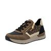 Sneaker RIEKER, Damen, Gr. 38, braun (braun kombiniert), Lederimitat, Textil, sportlich, Schuhe, Freizeitschuh, Schnürschuh, Halbschuh mit modischen Akzenten
