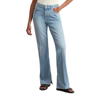 Bootcut-Jeans MARC O'POLO "Kiruna", Damen, Gr. 27, Länge 30, clean sustainable light wash, Denim/Jeans, Obermaterial: 98% Baumwolle, 2% Elasthan, modisch, lang, Jeans, Schlitze an der Beininnenseite, hohe Leibhöhe Image