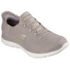 Slip-On Sneaker SKECHERS "SUMMITS-CLASSY NIGHT", Damen, Gr. 37, grau (taupe, goldfarben), Textil, sportlich, Schuhe, Slipper, Freizeitschuh mit komfortabler Heel Pillow Funktion