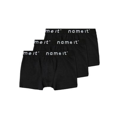 Trunk NAME IT "NKMBOXER 3P NOOS", Kinder, Gr. 134/140, schwarz, Jersey, Obermaterial: 95% Baumwolle, 5% Elasthan, unifarben, eng, Unterhosen Image