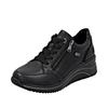 Keilsneaker REMONTE, Damen, Gr. 38, schwarz, Leder, Lederimitat, unifarben, sportlich, Schuhe, Freizeitschuh, Halbschuh, Schnürschuh mit Rieker TEX-Membran
