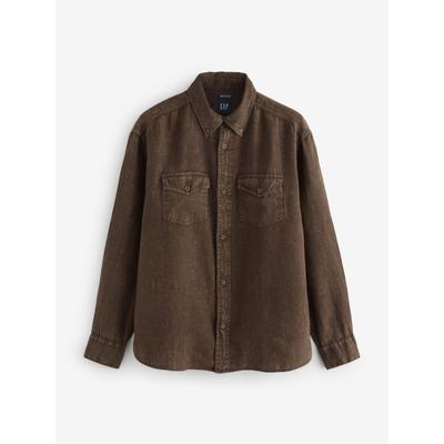 Gap Brown 100% Linen Classic Shirt