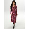 Maxikleid ANISTON SELECTED, Damen, Gr. 44, N-Gr, orange, rot, lila, schwarz, Single Jersey, Jersey, Obermaterial: 95% Viskose, 5% Elasthan, bedruckt, gemustert, feminin, figurumspielend knöchelfrei, V-Ausschnitt, Langarm, Kleider, mit V-Ausschnitt...