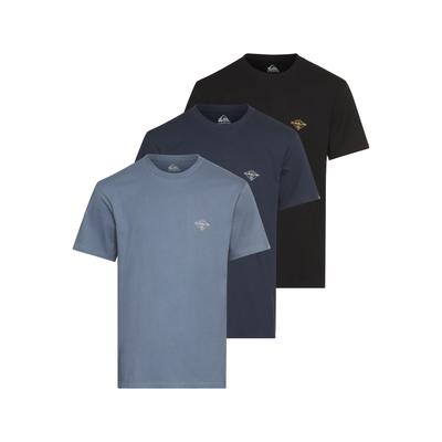 T-Shirt QUIKSILVER "DIAMONDS BEST SHORT SLEEVE TEE PACK3 YM", Herren, Gr. XXXL, schwarz, navy, shadow blau, Obermaterial: 100% Baumwolle, sportlich, Kurzarm, Shirts Image