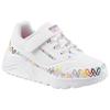 Sneaker SKECHERS "UNO LITE", Kinder, Gr. 28, bunt (weiß, multi), Lederimitat, kontrastfarbene Details, sportlich, Schuhe, Klettschuh mit bunten Herzen, Größenschablone zum Download