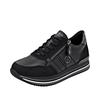 Plateausneaker REMONTE, Damen, Gr. 37, schwarz (schwarz, grau), Leder, Textil, sportlich, Schuhe, Schnürschuh, Halbschuh, Freizeitschuh mit gepolstertem Schaftrand