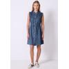 Midikleid STREET ONE STUDIO, Damen, Gr. 42, EURO-Größen, mid blau soft washed, Jeans, 100% Lyocell, unifarben, casual, normal knielang, Rundhals, ohne Ärmel Rüschen, Kleider, aus Lyocell