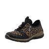 Slip-On Sneaker RIEKER, Damen, Gr. 39, schwarz (leo, schwarz), Lederimitat, Textil, animal-print, casual, Schuhe, Schlupfschuh, Leo-Sneaker, Freizeitschuh mit MemoSoft-Innensohle