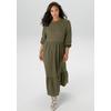 Jerseykleid ANISTON PLUS, Damen, Gr. 54, N-Gr, grün (khaki), Cru00eape, Obermaterial: 98% Polyester, 2% Elasthan, Strukturmuster, modisch, figurumspielend knöchelfrei, Rundhals, Smokbündchen, Kleider, in trendiger Farbpalette - NEUE KOLLEKTION