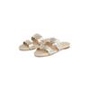 Pantolette TOMMY HILFIGER "METALLIC ROPE ESPADRILLE MULE", Damen, Gr. 41, gold (goldfarben), Leder, sportlich, Schuhe, Plateau, Sommerschuh, Flats, Bequemschuh mit geschungener Bandage