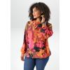 Shirtbluse ANISTON PLUS, Damen, Gr. 52, pink, lila, orange, schwarz, rot, Cru00eape, Obermaterial: 97% Polyester, 3% Elasthan, gemustert, geblümt, modisch, figurumspielend Po-bedeckend, Rundhals, Langarm Bündchen, Blusen, in Knallfarben - NEUE...