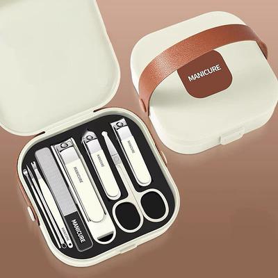 Anti-Splash Nail Clipper Set with Ear Pick, 8 PCS Premium Manicure Grooming Kit, Portable Nail Clippers in Luxury Travel Case for Men Women