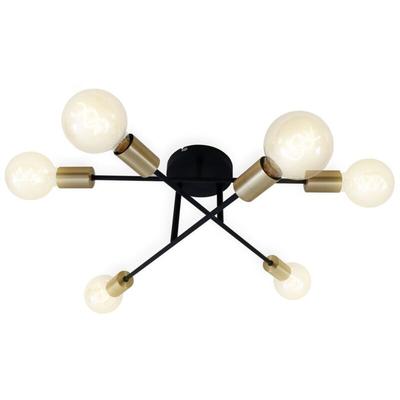 Briloner - Deckenleuchte Deckenlampe drehbar 6xE27 60W schwarz-goldfarben Image