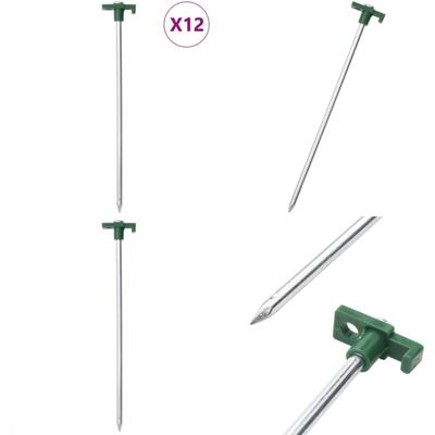 Zeltheringe 12 Stk. 25 cm 7 mm Verzinkter Stahl und pp - Campingausrüstung - Zeltaccessoires Image