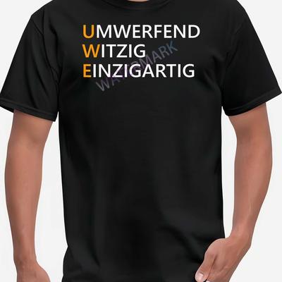 TEMU Mens Uwe 329812 Funny Mens Short Sleeve T-shirt Black Tt4 Image